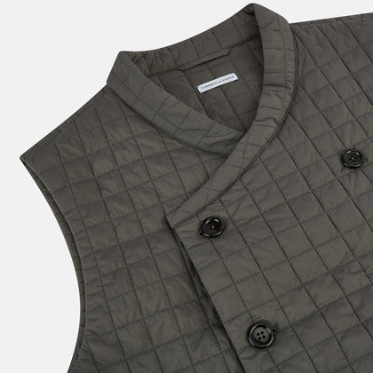 Shadow Grey Double-Breasted Quilted Gilet