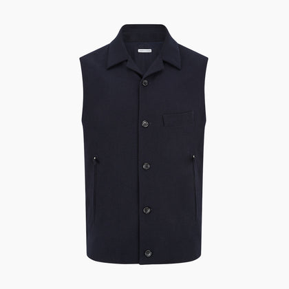 Navy Collared Single-breasted Waistcoat Image 5
