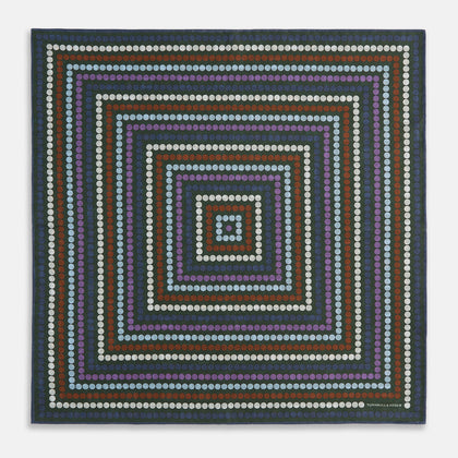 Forest Green Dots and Floral Tile Double-Sided Silk Pocket Square Image 2