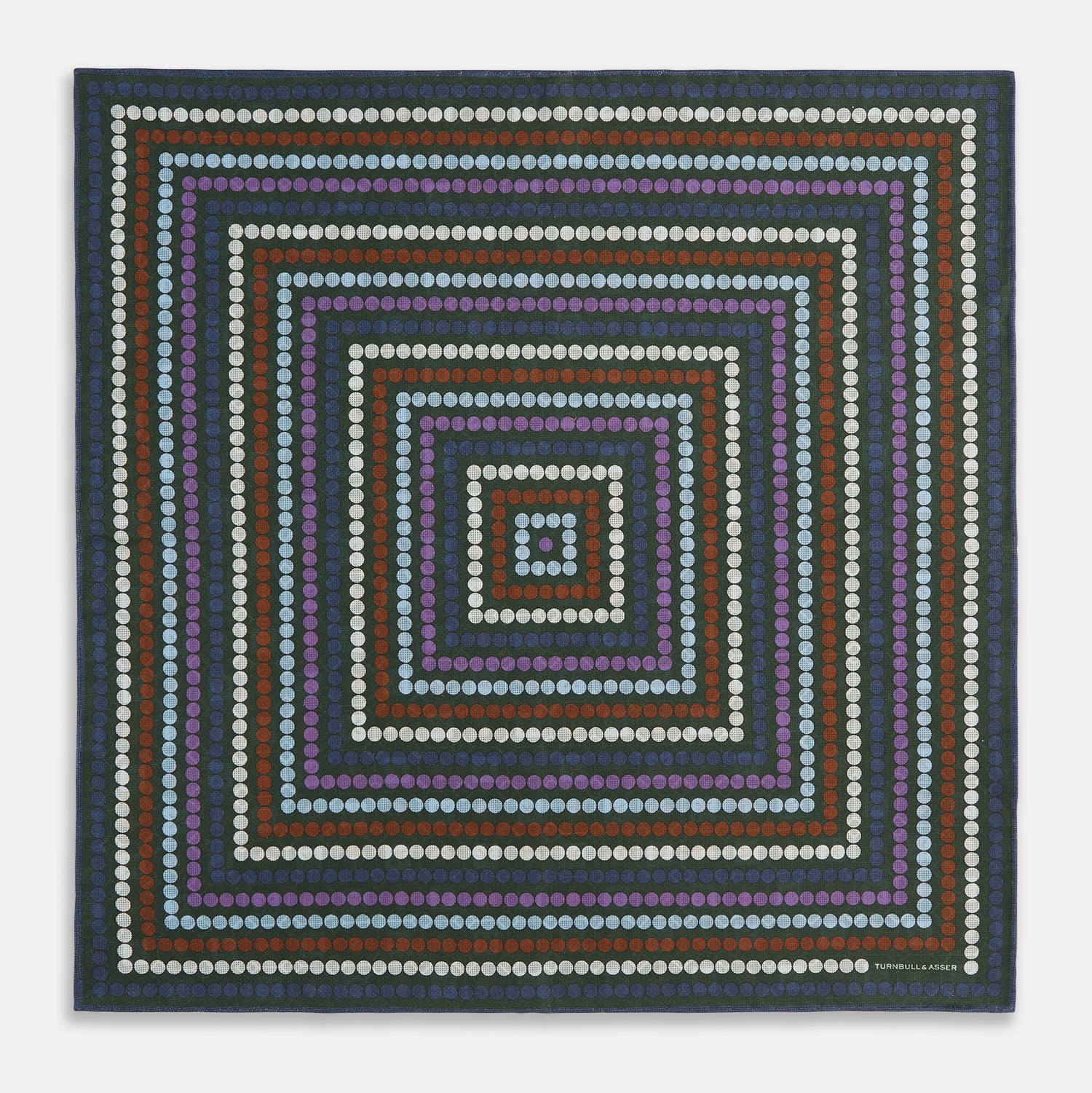 Image 9 of product Forest Green Dots and Floral Tile Double-Sided Silk Pocket Square