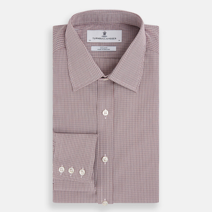Burgundy Micro Shadow Check Mayfair Shirt Image 4