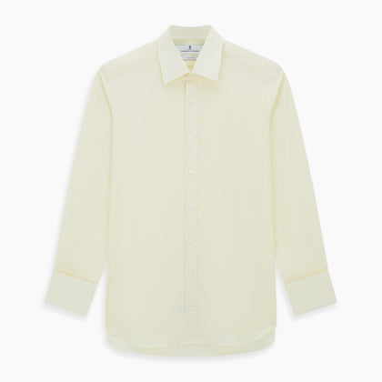 Cream Cotton Shirt with T&A Collar and Double Cuffs Image 5