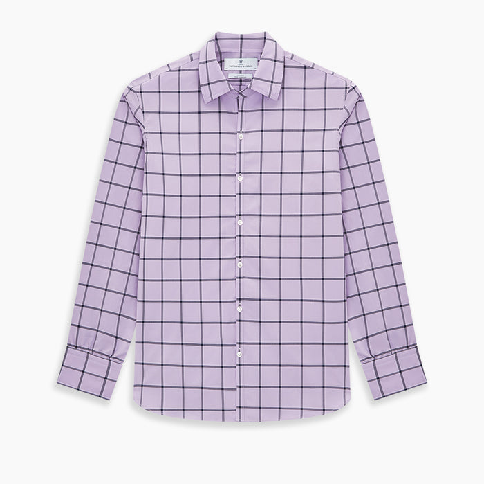 Lilac Grid Check Windsor Shirt Image 8