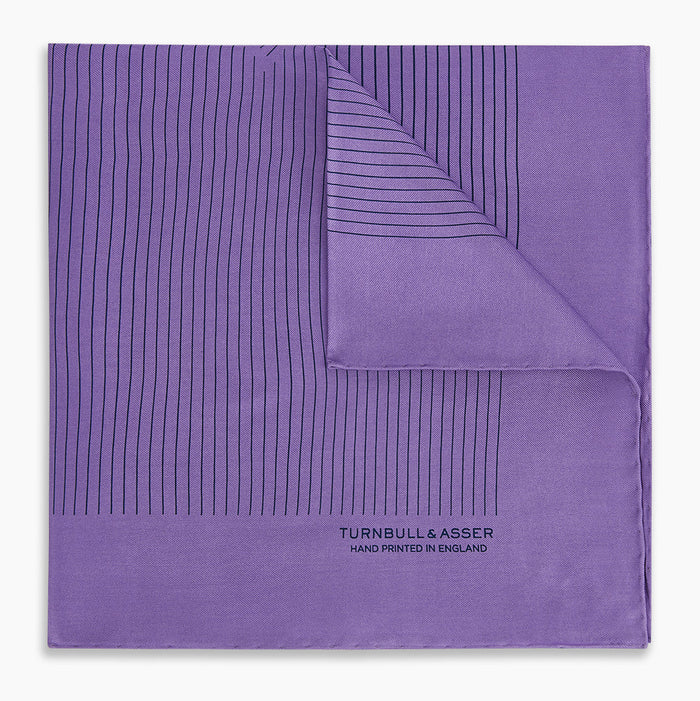 Purple Stripe Silk Pocket Square Image 4