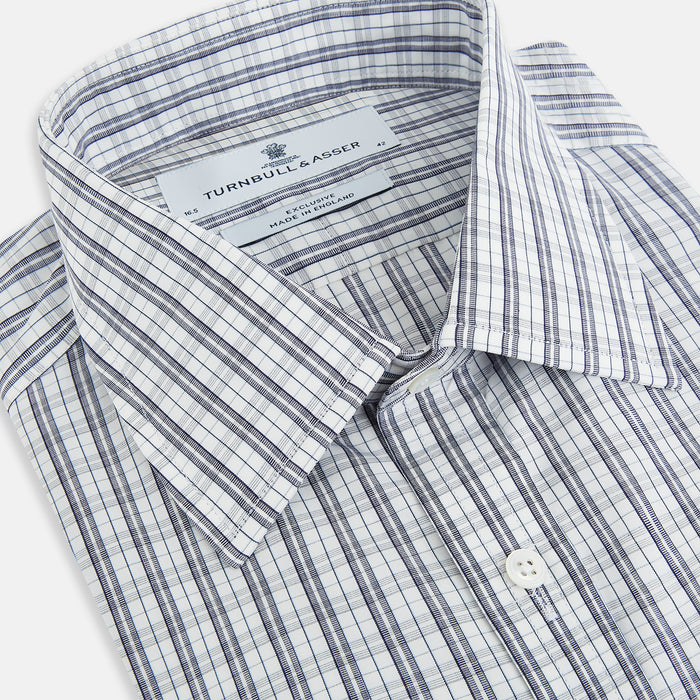 Navy Multi Check Mayfair Shirt Image 1