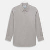 View 1 of product The Turnbull & Asser Brown Micro Graph Check Westminster shirt features long sleeves, a pointed collar, and buttoned cuffs—showcasing British craftsmanship and displayed flat on a white background.