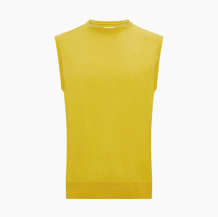 Canary Yellow Cashmere Round Neck Vest Image 3