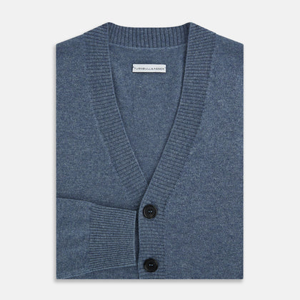 Blue Melange Cashmere Cardigan Image 3