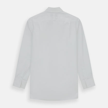 Tailored Fit White Royal Oxford Cotton Shirt with Kent Collar and Double Cuffs Image 4