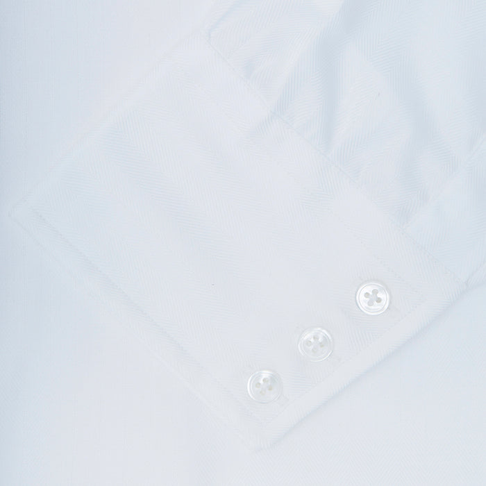 White Herringbone Superfine Cotton Shirt with T&A Collar and 3-Button Cuffs Image 2