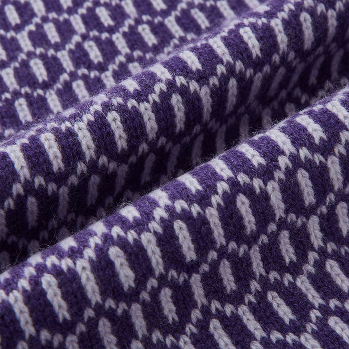 Purple and Lilac Hexagon Cashmere Knitted Scarf Image 2