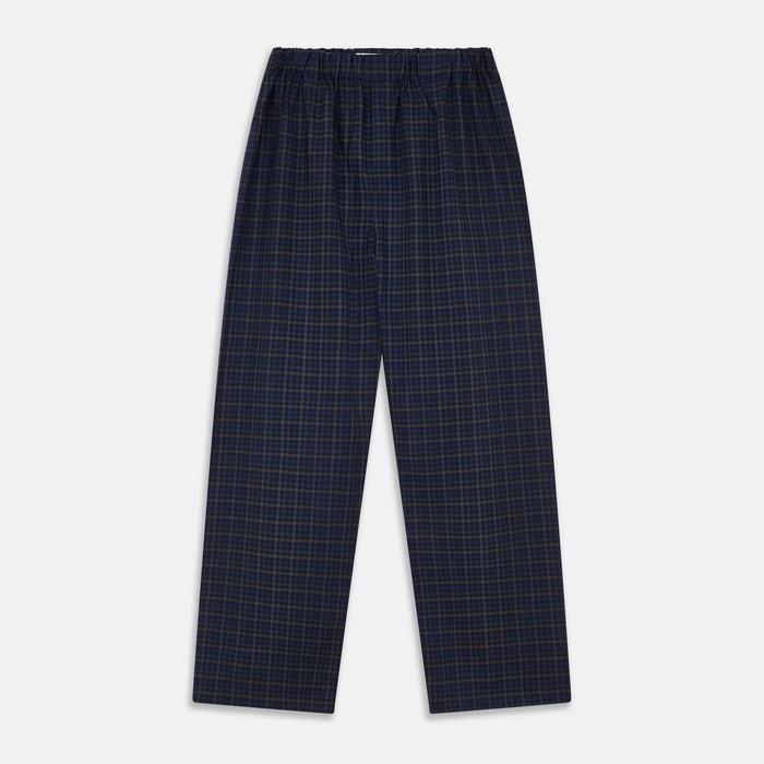 Blue Multi Check Wool Hasting Pyjama Trousers