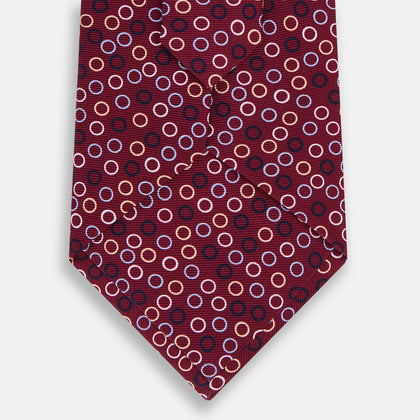 Pink and Navy Circle Burgundy Silk Tie Image 2