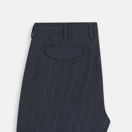 Navy Striped Edmund trousers Image 5