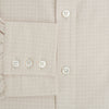 View 4 of product The Turnbull & Asser Pale Pink Fine Check Mayfair Shirt features long sleeves, a collared neckline, buttoned cuffs, and a subtle check pattern in sanforised cotton, displayed against a white background.
