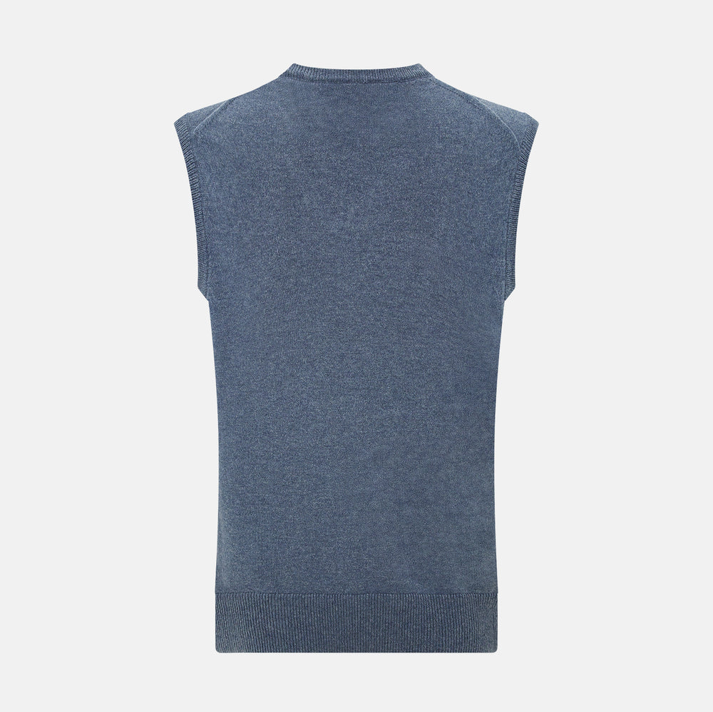 Avio Blue Cashmere V-neck Vest
