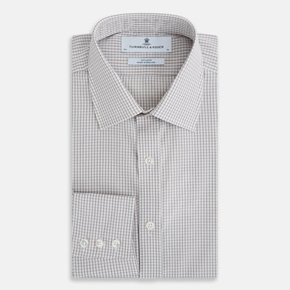 Grey Micro Shadow Check Mayfair Shirt Image 4