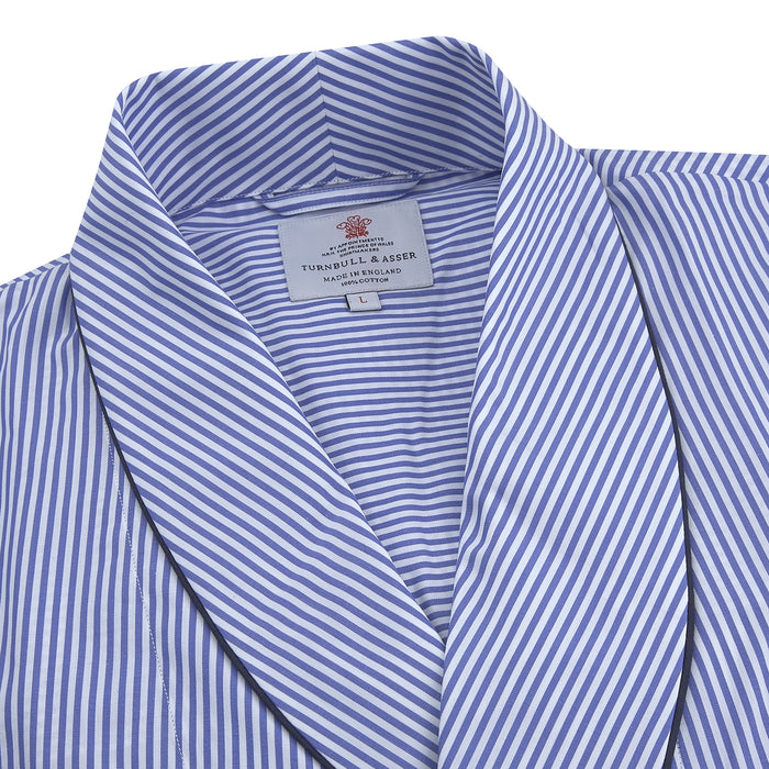 Blue Bengal Stripe Piped Cotton Gown Image 1
