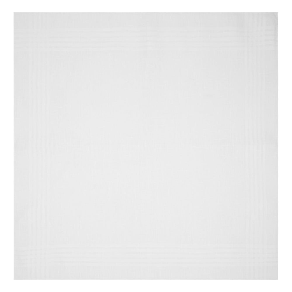 A White Cross Stripe Hand-Rolled Linen Handkerchief by Turnbull & Asser UK, artfully folded with one corner turned down, is displayed on a plain white background, evoking the elegant look of a classic pocket square.