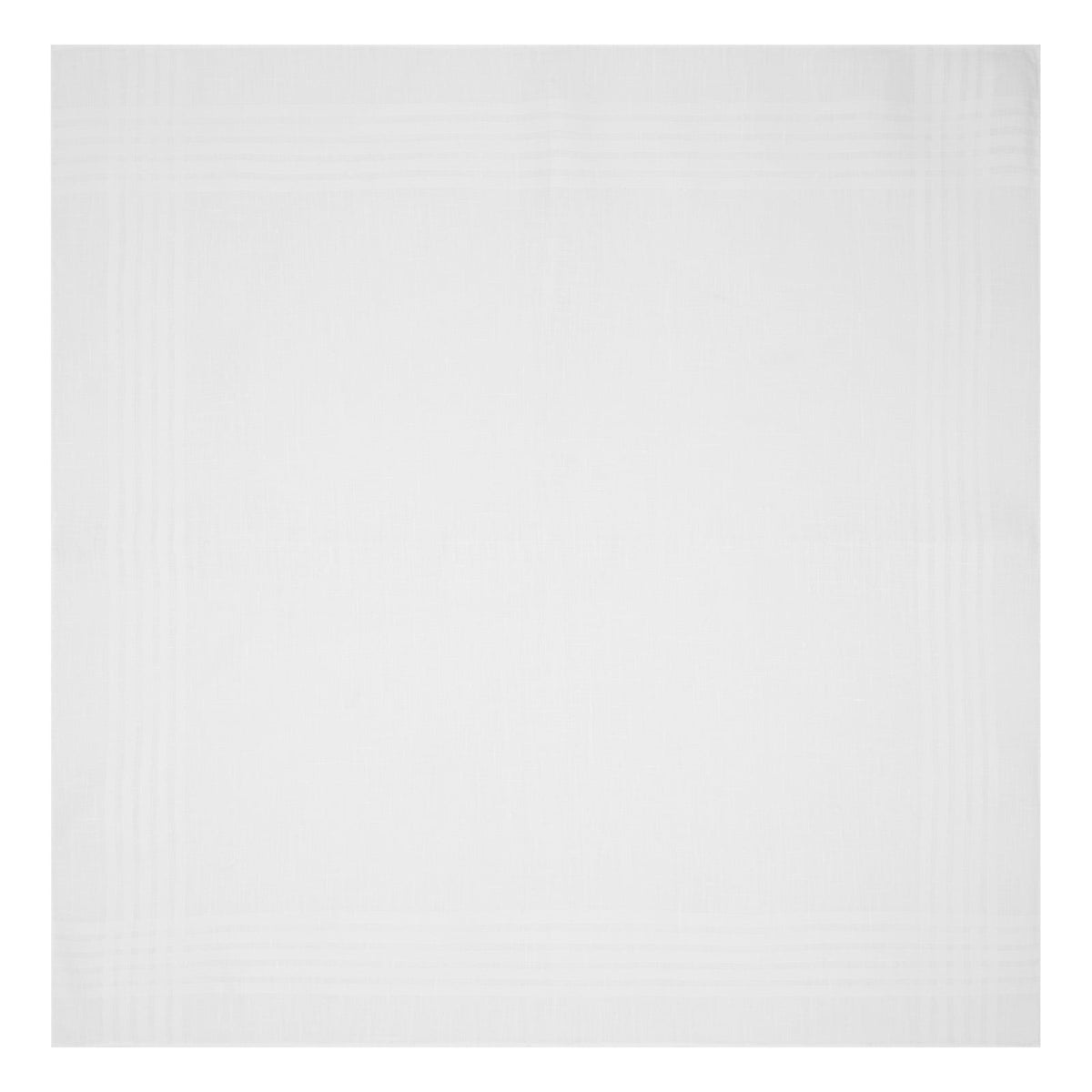 View 2 of product A White Cross Stripe Hand-Rolled Linen Handkerchief by Turnbull & Asser UK, artfully folded with one corner turned down, is displayed on a plain white background, evoking the elegant look of a classic pocket square.