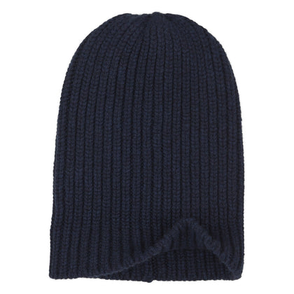 Navy Ribbed Cashmere Hat