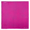 View 2 of product The Fuchsia Spot Silk Pocket Square by Turnbull & Asser features bright fuchsia silk with evenly spaced white spots and the brand’s name in one corner. A classic accessory, it is shown with one corner folded over.