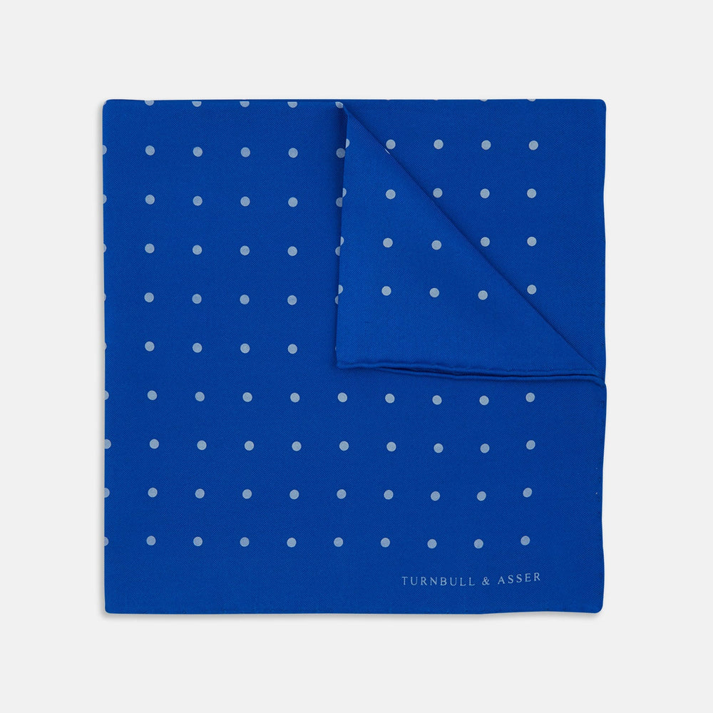 Royal Blue Spot Silk Pocket Square