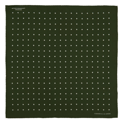 Olive Spot Silk Pocket Square