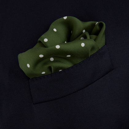 Olive Spot Silk Pocket Square Image 3