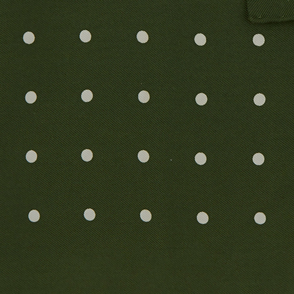 Olive Spot Silk Pocket Square
