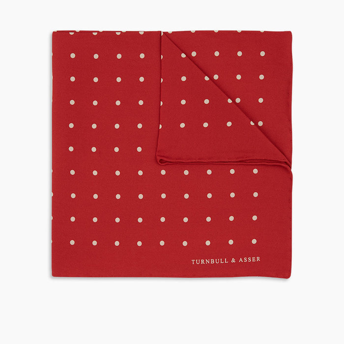 Red and White Spot Silk Pocket Square Image 4