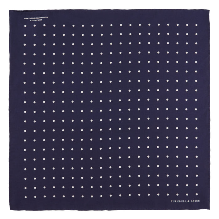 Navy Spot Silk Pocket Square Image 1