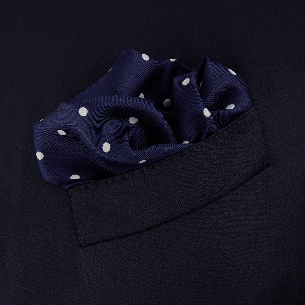 Image 4 of product Navy Spot Silk Pocket Square