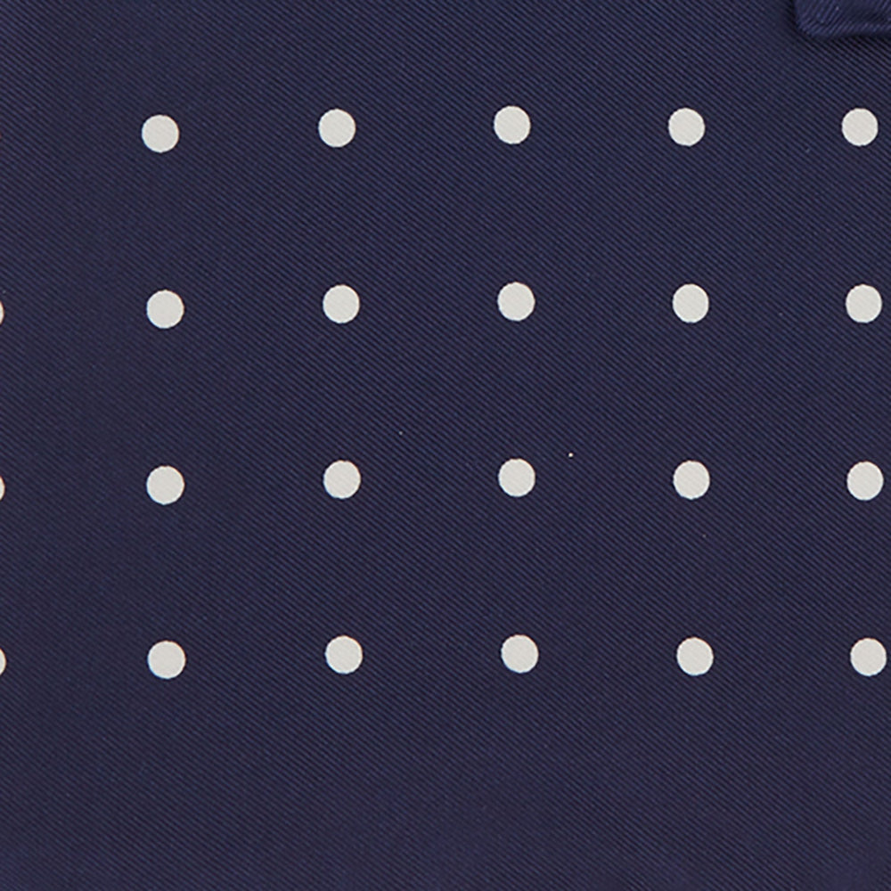 Navy Spot Silk Pocket Square