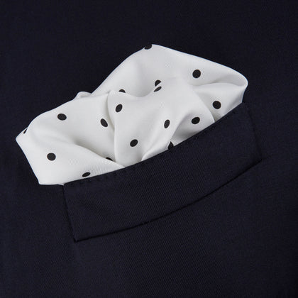 White and Black Spot Silk Pocket Square Image 3