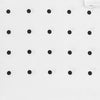 View 3 of product The Turnbull & Asser White and Black Spot Silk Pocket Square for men features evenly spaced black dots, a partial corner fold, and the brand name printed in black in the lower right corner.