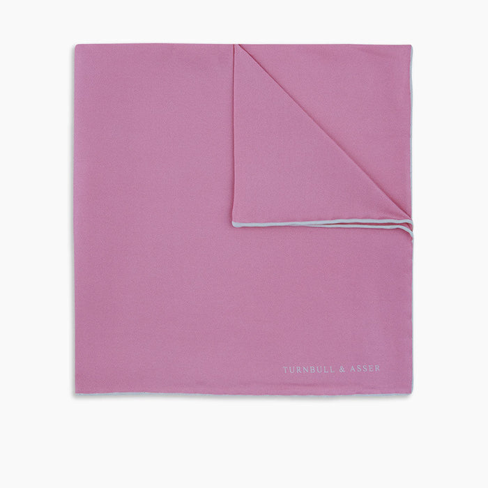 Pink and White Piped Silk Pocket Square Image 4