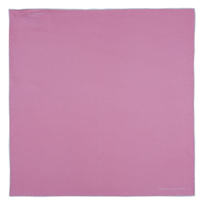 Pink and White Piped Silk Pocket Square