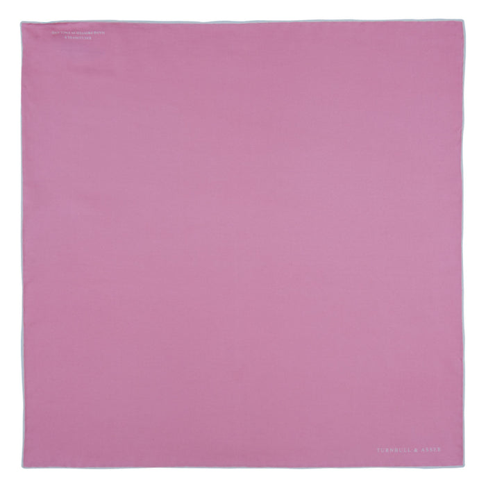 Pink and White Piped Silk Pocket Square Image 1