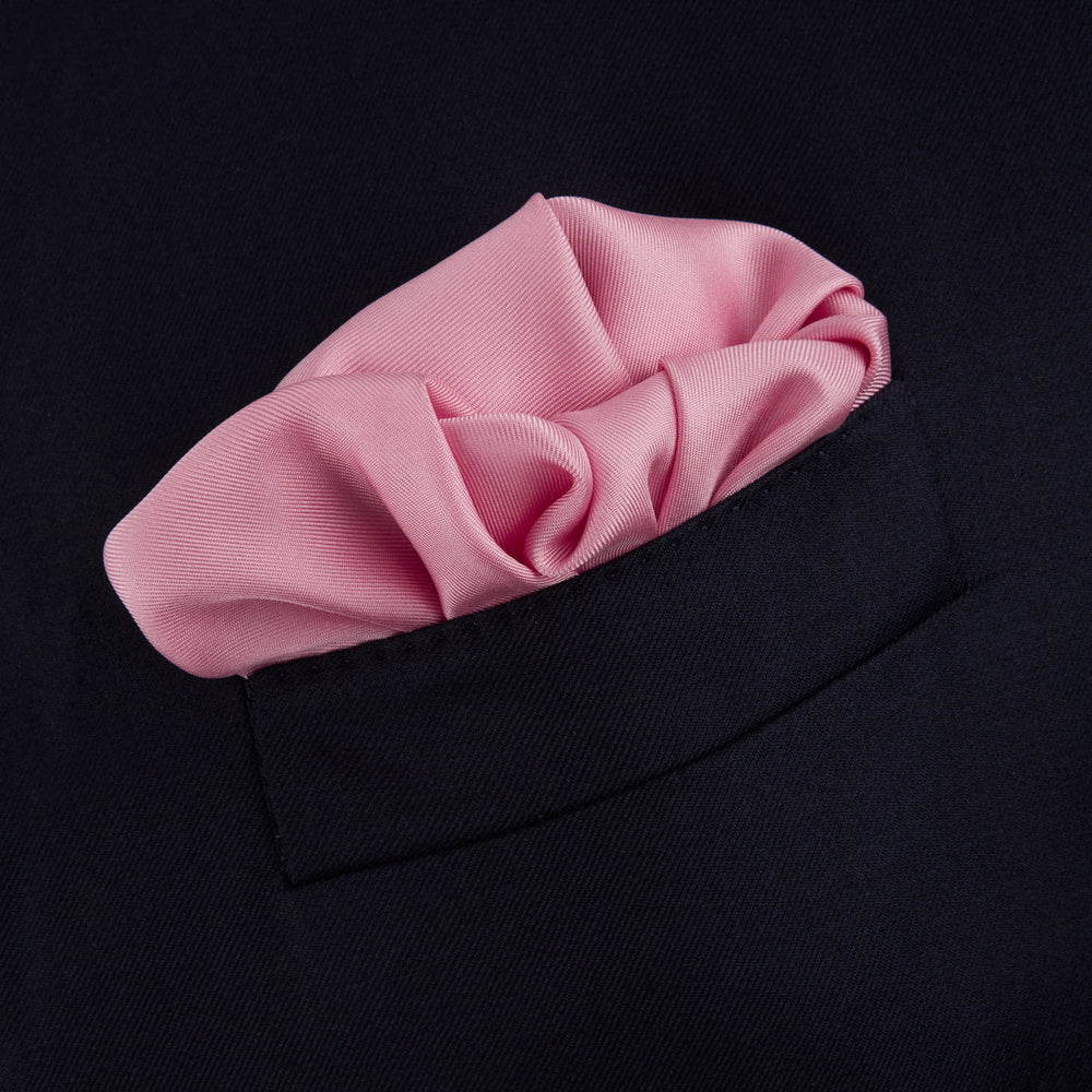 Pink and White Piped Silk Pocket Square