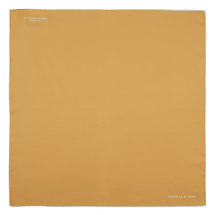 Gold and White Piped Silk Pocket Square