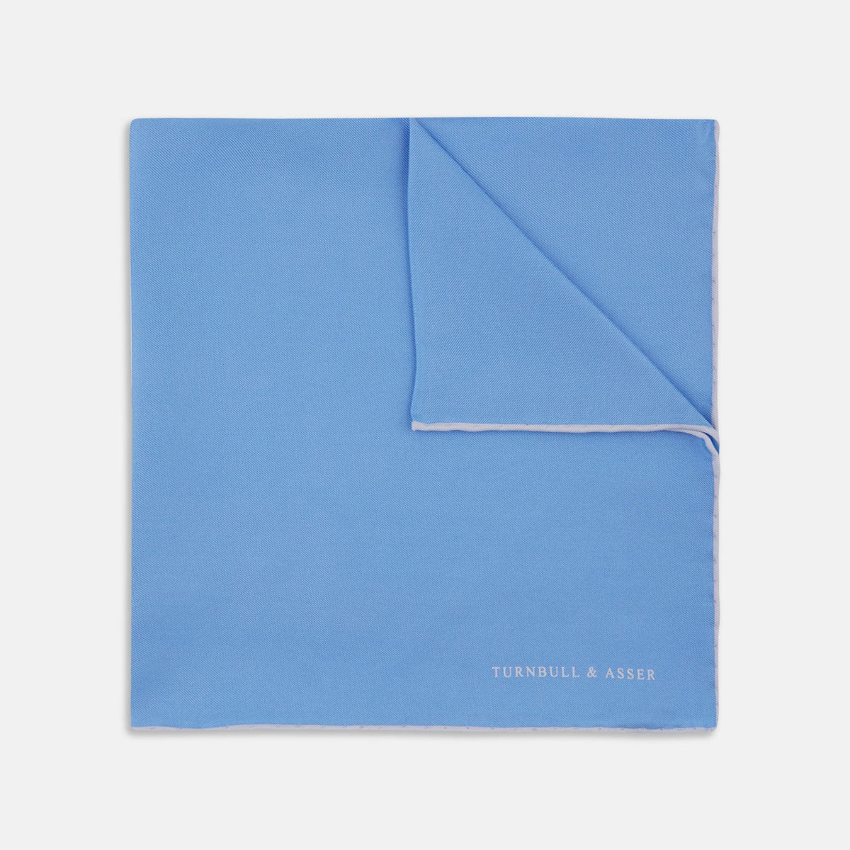 Blue Piped Silk Pocket Square