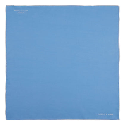 Blue and White Piped Silk Pocket Square