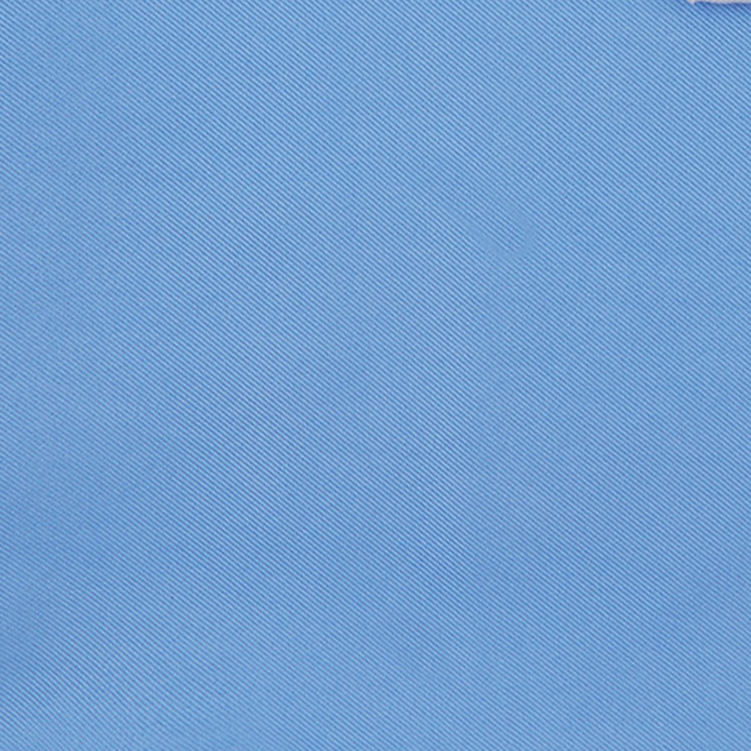View 3 of product A Blue and White Piped Silk Pocket Square by Turnbull & Asser, neatly folded with the brand name in white on the lower right corner, displayed against a plain white background.