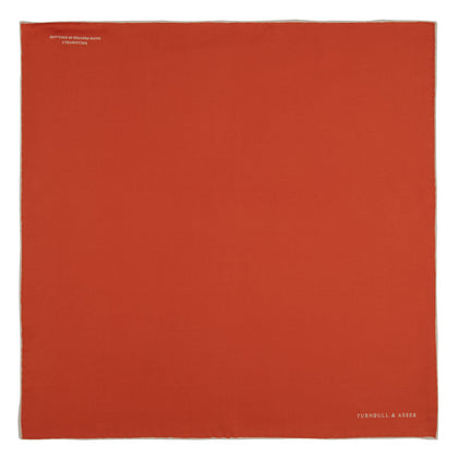 Dark Orange and White Piped Silk Pocket Square