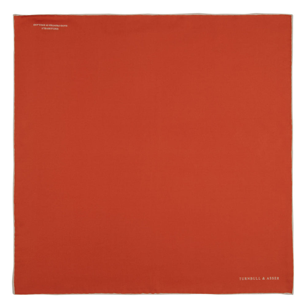 Dark Orange and White Piped Silk Pocket Square