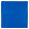 View 2 of product The Royal Blue Piped Silk Pocket Square by Turnbull & Asser features a vibrant blue hue, subtle stitched border, and the brand name printed in white in the lower right corner.