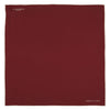 View 2 of product The Turnbull & Asser Burgundy and White Piped Silk Pocket Square features a classic burgundy design with a subtle white piped edge and the brand's logo printed in white on the bottom right corner.
