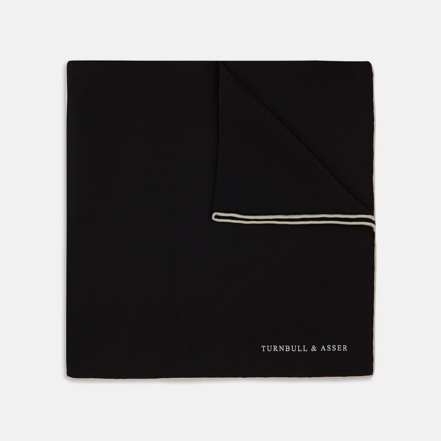 Image 1 of product Black and White Piped Silk Pocket Square