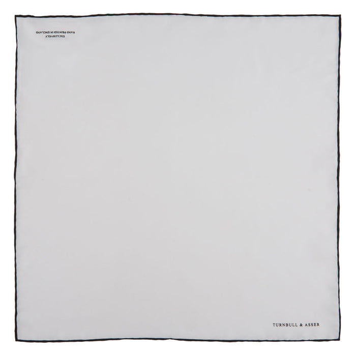 White and Black Piped Silk Pocket Square Image 1